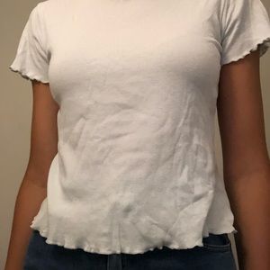 Brandy Melville Light Blue Lettuce Edge Tee